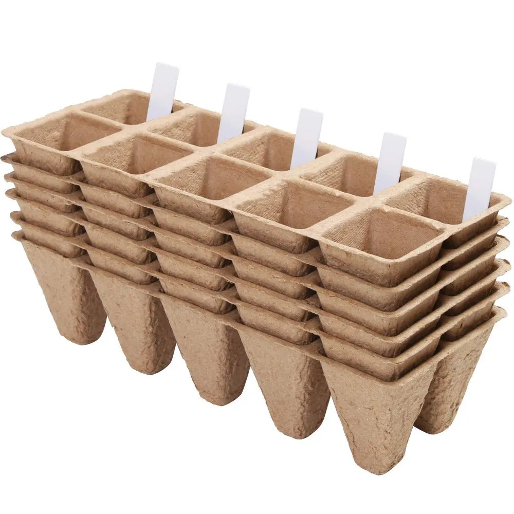 100PC 10 Cells Biodegradable Paper Pulp Peat Paper Pot Tray Plant Nursery Vegetable Seed Starter