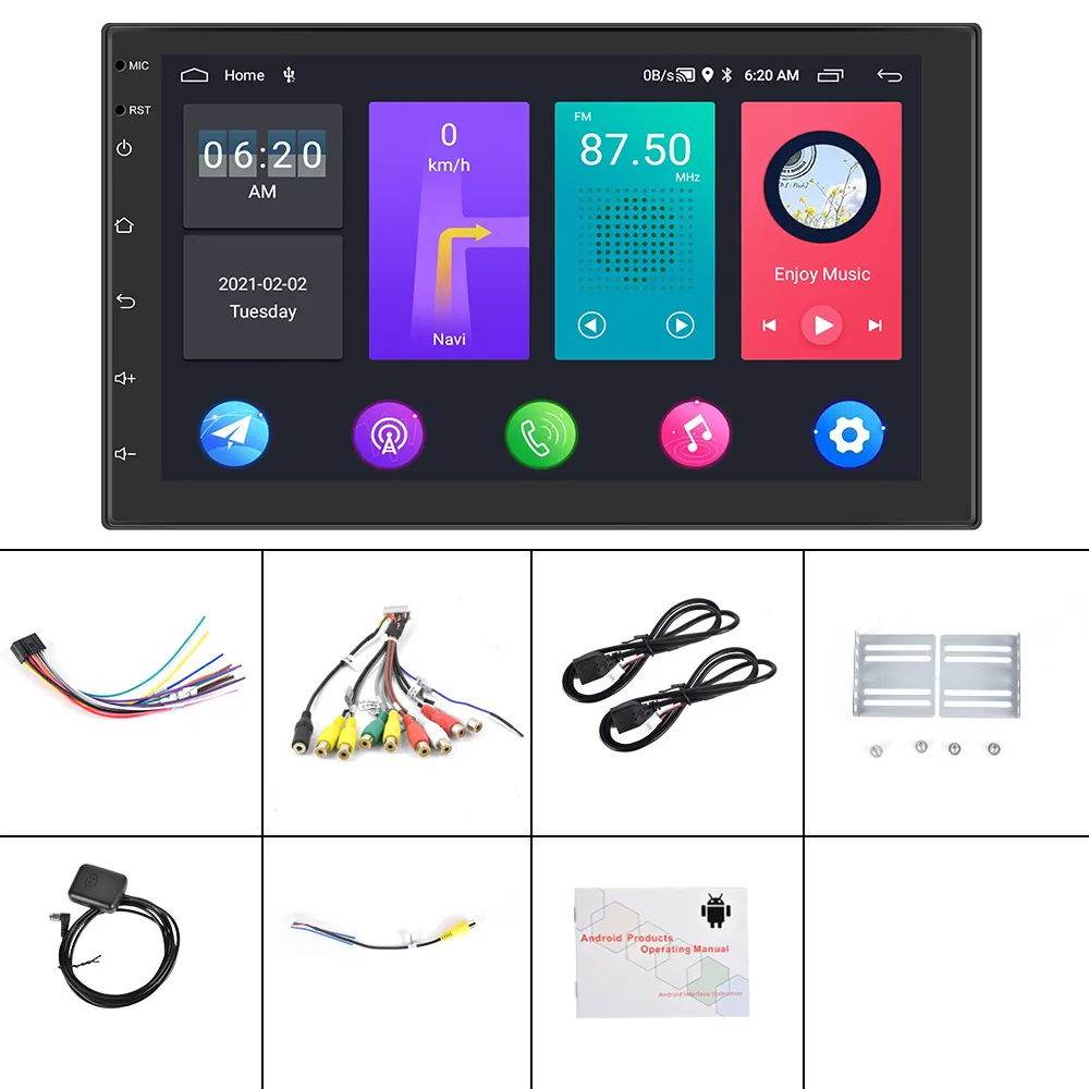 10.1 Inch 2 Din for Android 11 Car Stereo Radio 2 32G 2.5D Touch Screen Multimedia Player GPS Navigation WIFI Bluetooth FM MP4 MP5 Player with Rear Camera