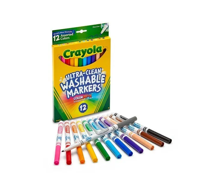 12 Colors Fine Line Ultra Clean Washable Marker