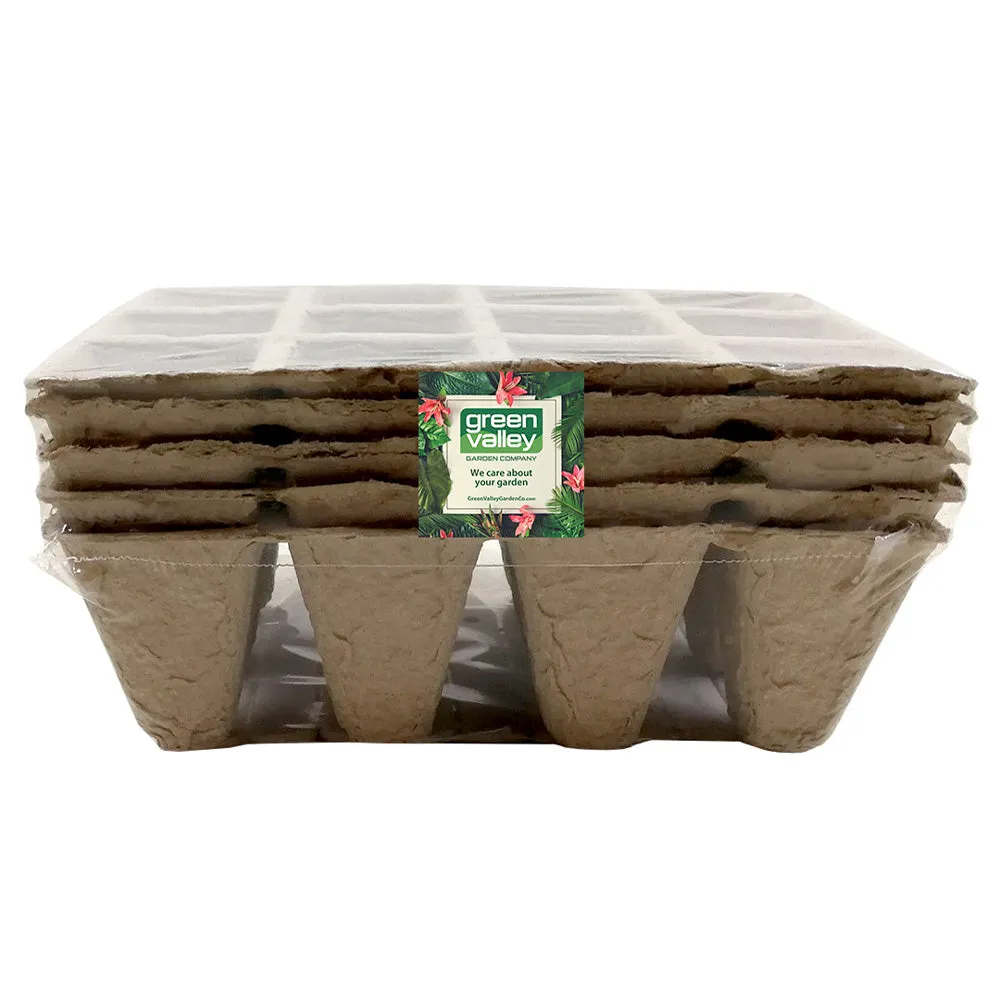 120pc 10 trays Biodegradable Paper Pulp Peat Square Pot Tray Plant Nursery Vegetable Seed Starter