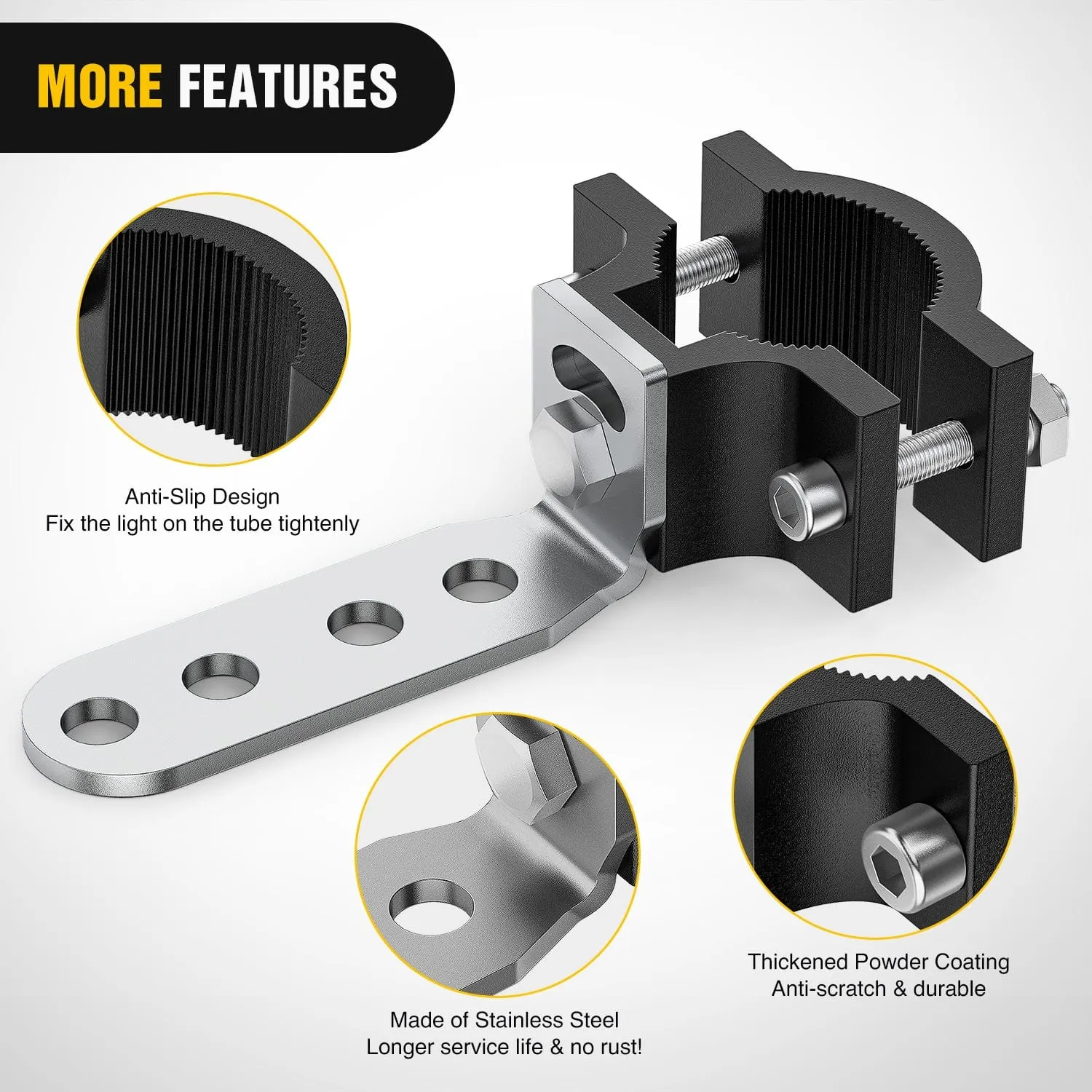 2Pcs Motorcycle Tube Clamp Mounting Brackets 0.7 to 1.2Inch Round Tube