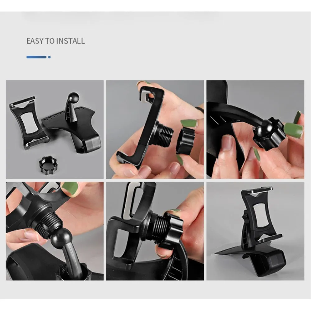 3 in 1 Car GPS Smartphone Holder: Dashboard / Visor Clamp   AC Grid Clip for HTC Status, AT&T Status - Black