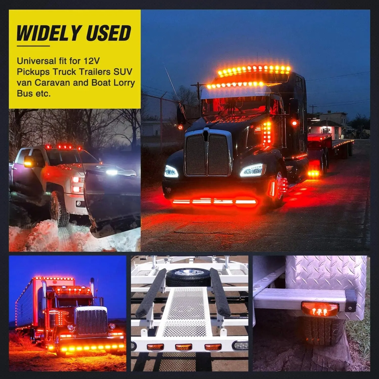3.9 Inch Amber Red LED Fender/Side Marker Light (10 Pcs)