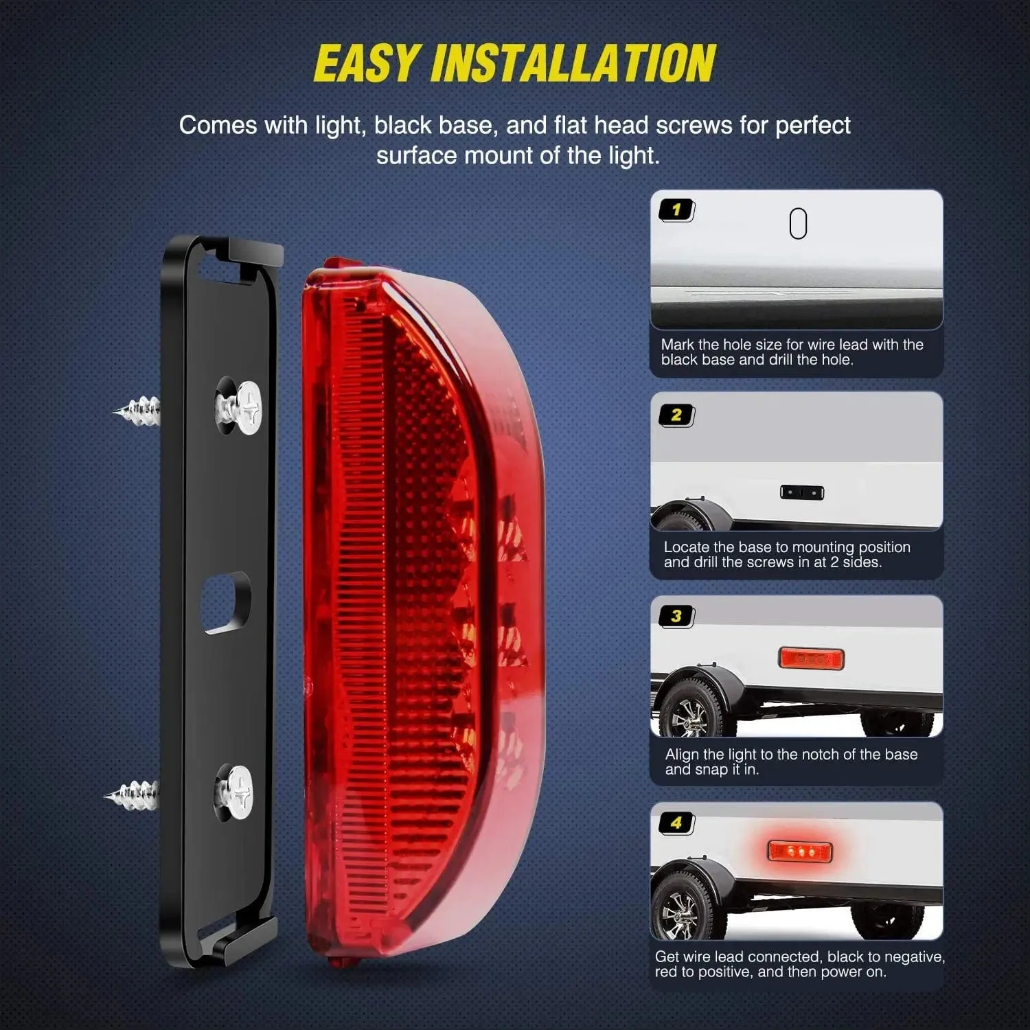3.9 Inch Amber Red LED Fender/Side Marker Light (10 Pcs)