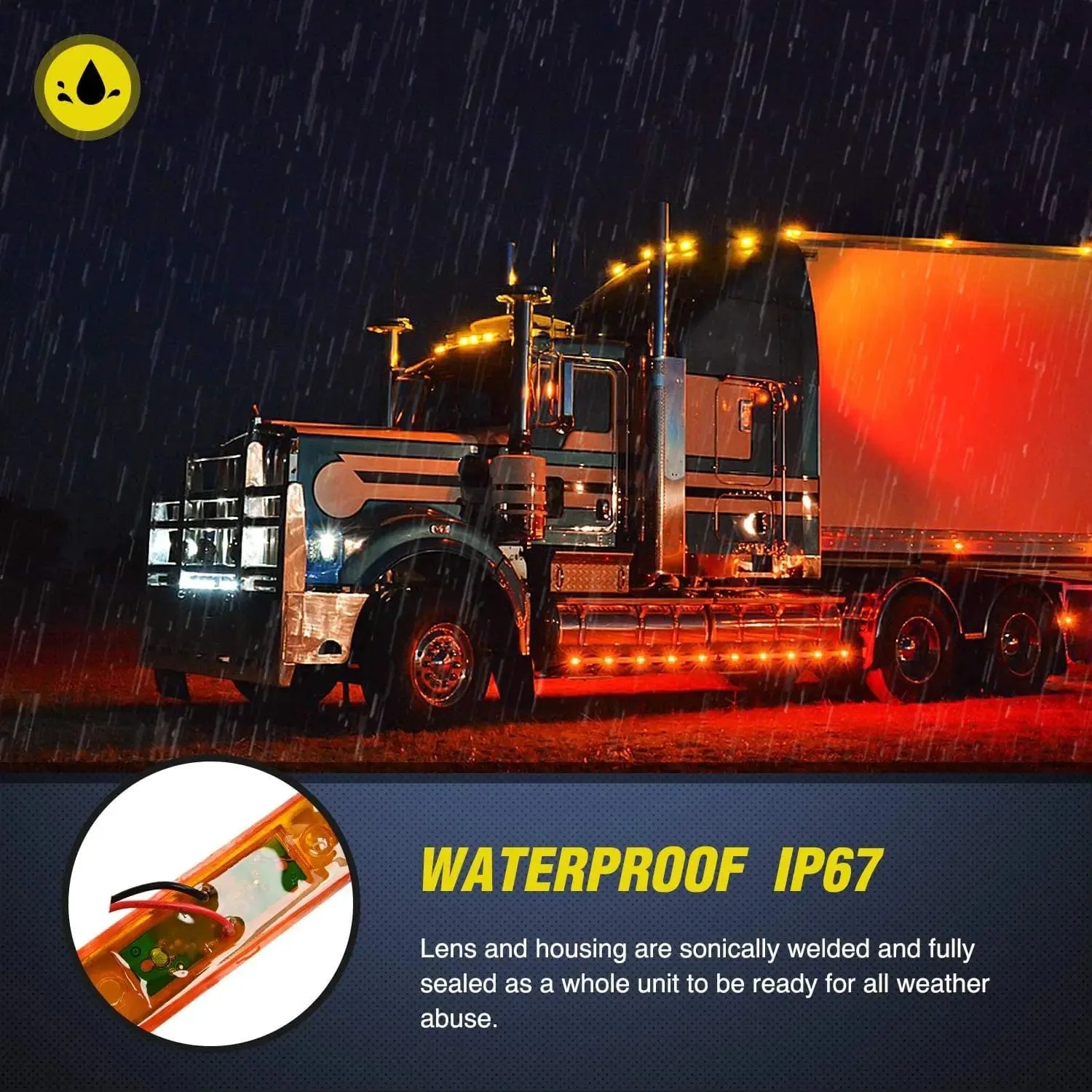3.9 Inch Amber Red LED Fender/Side Marker Light (10 Pcs)