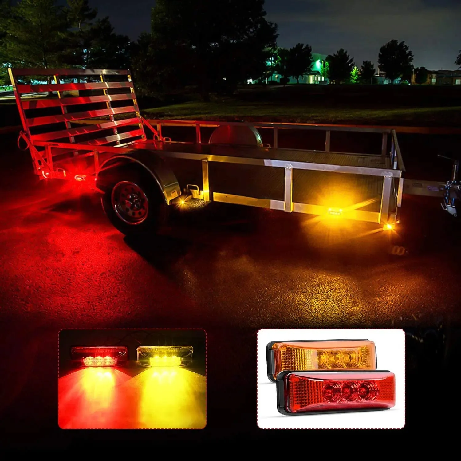 3.9 Inch Amber Red LED Fender/Side Marker Light (10 Pcs)