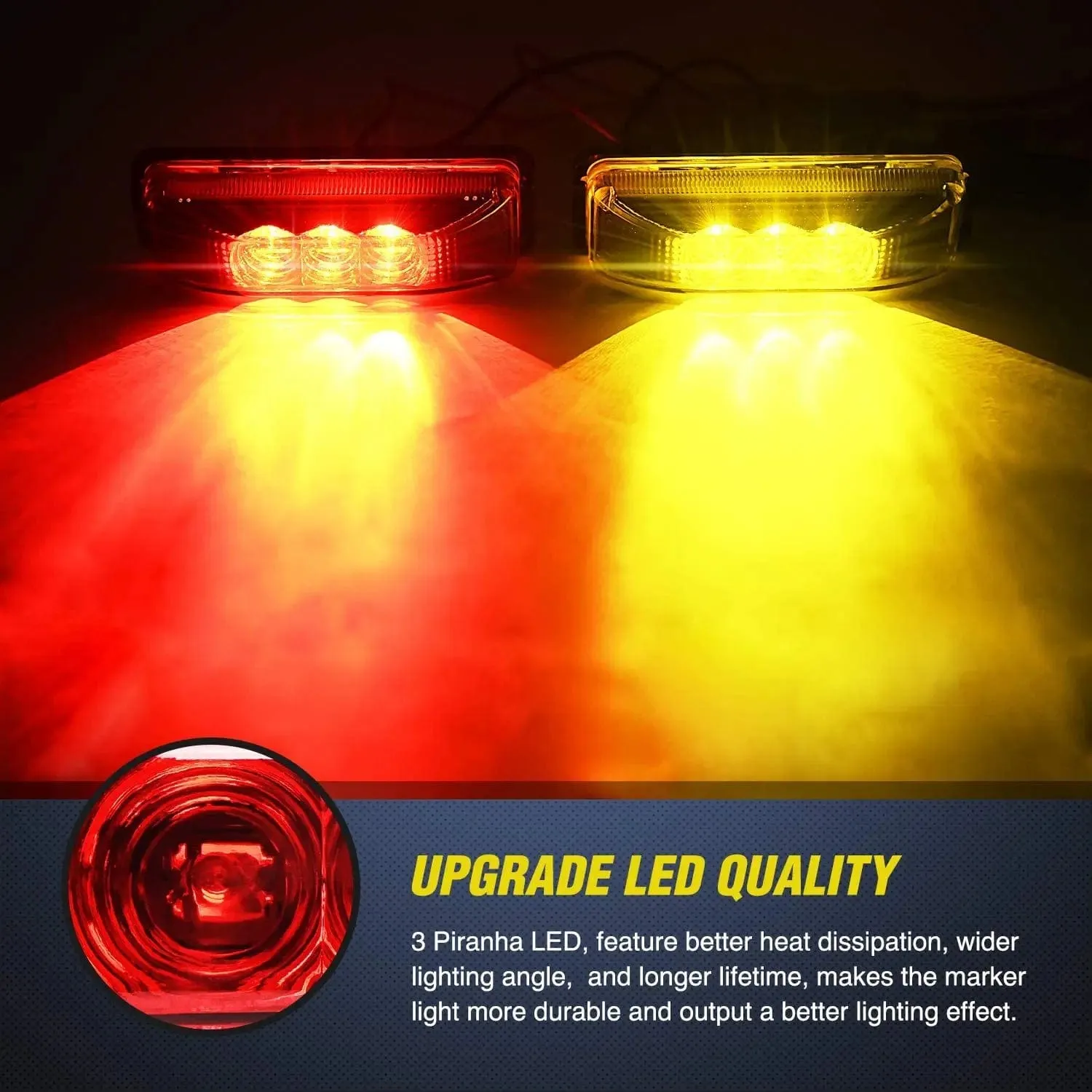 3.9 Inch Amber Red LED Fender/Side Marker Light (10 Pcs)