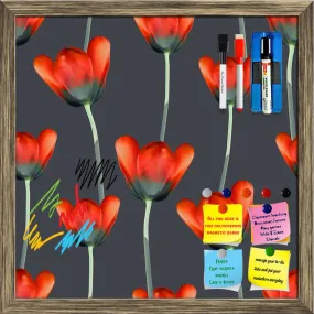 3D Tulips Pattern D2 Framed Magnetic Dry Erase Board | Combo with Magnet Buttons & Markers