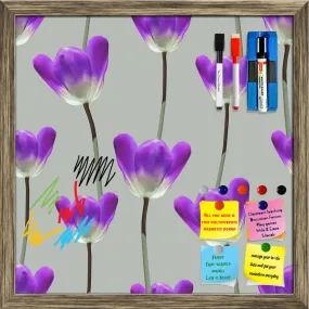 3D Tulips Pattern D3 Framed Magnetic Dry Erase Board | Combo with Magnet Buttons & Markers