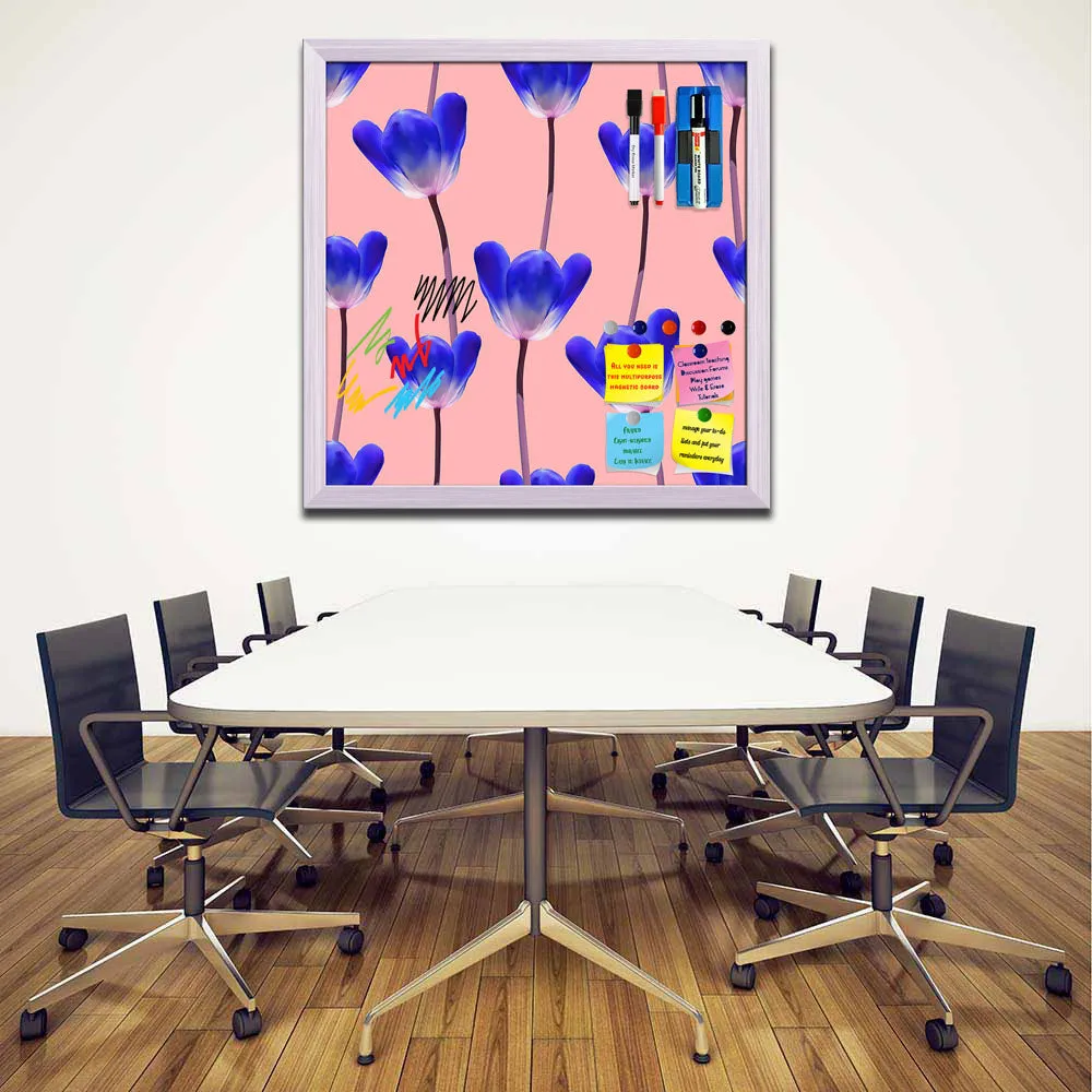 3D Tulips Pattern D4 Framed Magnetic Dry Erase Board | Combo with Magnet Buttons & Markers