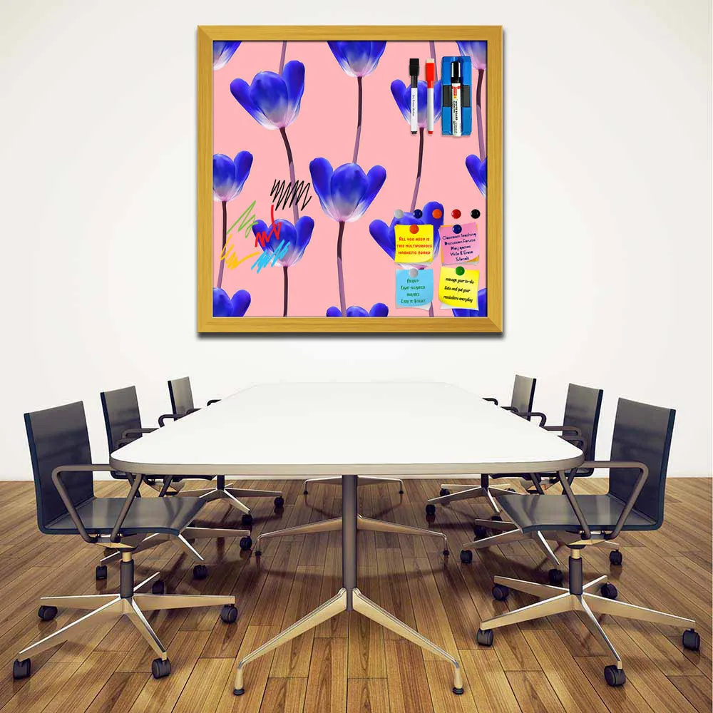 3D Tulips Pattern D4 Framed Magnetic Dry Erase Board | Combo with Magnet Buttons & Markers
