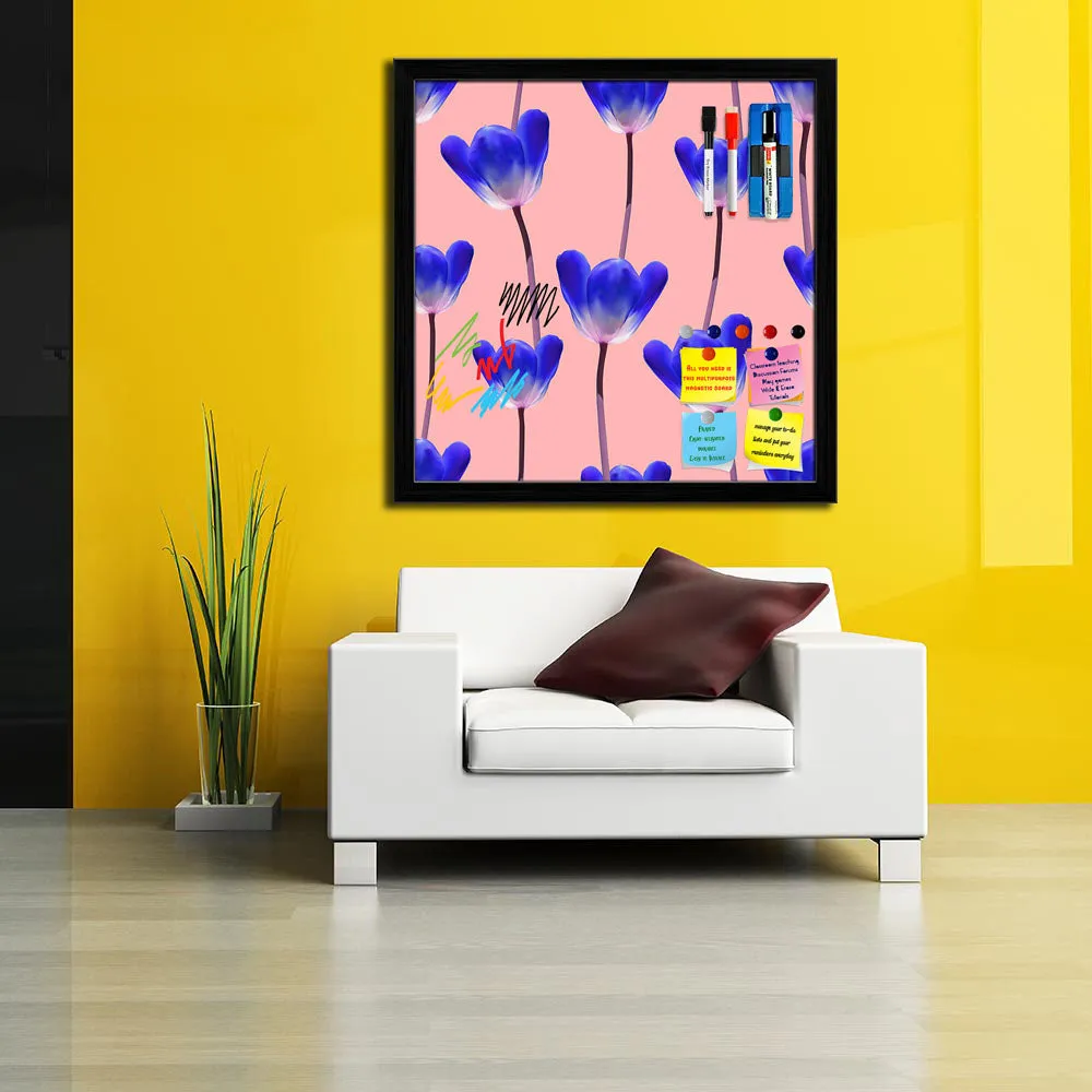 3D Tulips Pattern D4 Framed Magnetic Dry Erase Board | Combo with Magnet Buttons & Markers