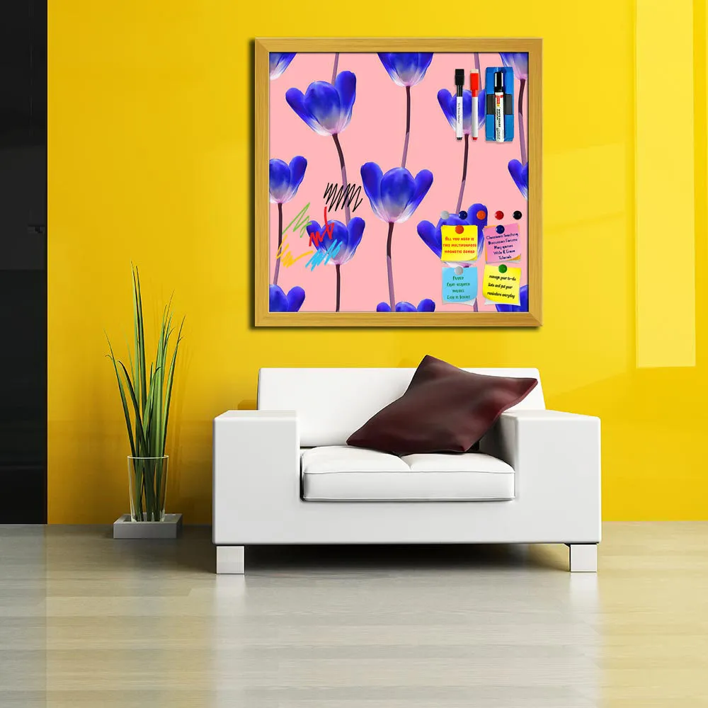 3D Tulips Pattern D4 Framed Magnetic Dry Erase Board | Combo with Magnet Buttons & Markers