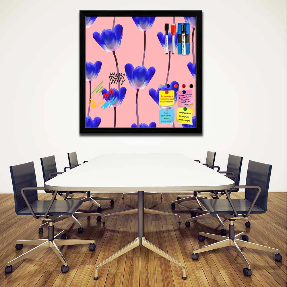 3D Tulips Pattern D4 Framed Magnetic Dry Erase Board | Combo with Magnet Buttons & Markers