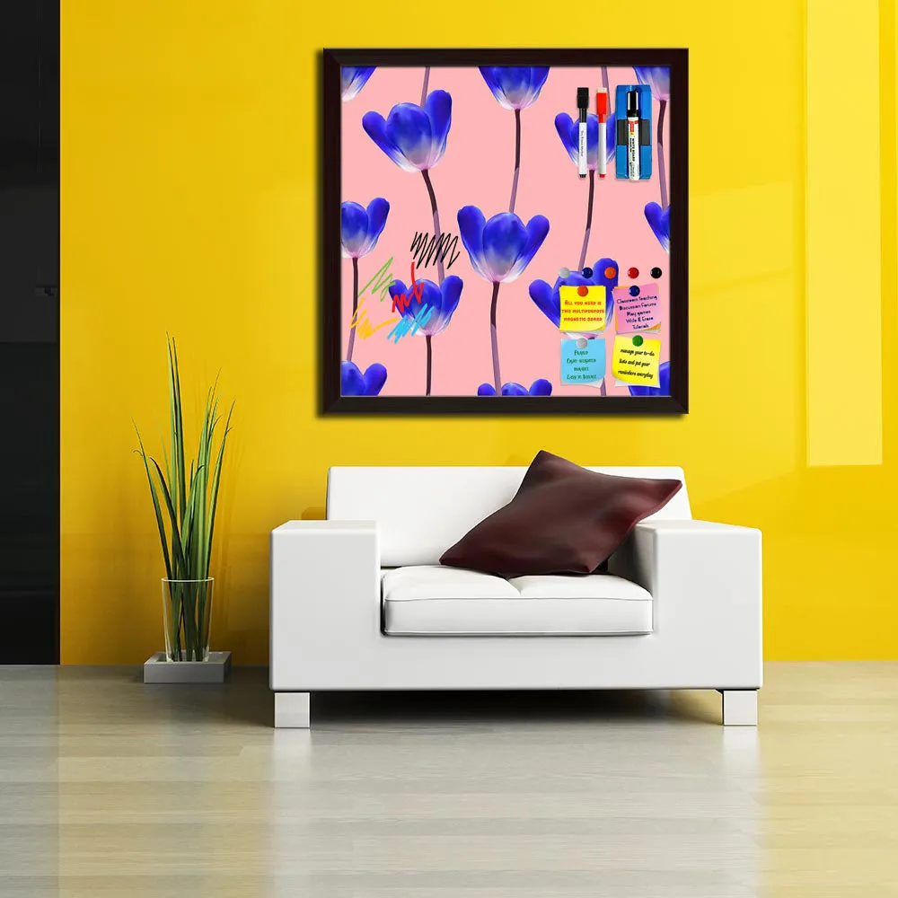 3D Tulips Pattern D4 Framed Magnetic Dry Erase Board | Combo with Magnet Buttons & Markers