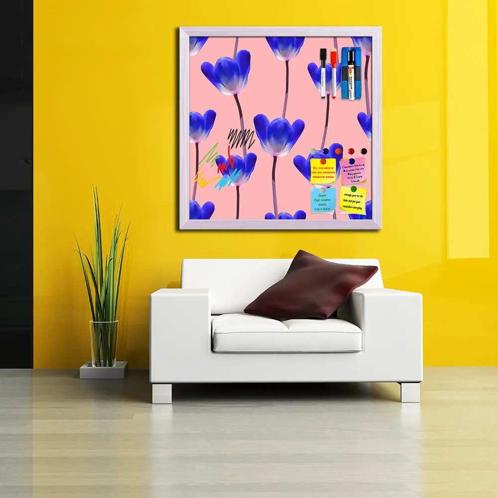 3D Tulips Pattern D4 Framed Magnetic Dry Erase Board | Combo with Magnet Buttons & Markers