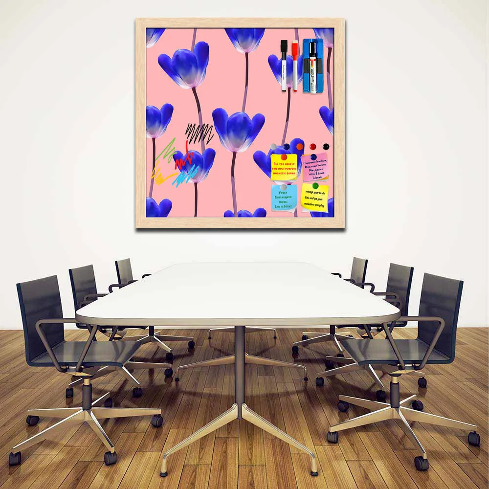 3D Tulips Pattern D4 Framed Magnetic Dry Erase Board | Combo with Magnet Buttons & Markers