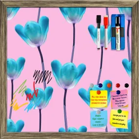 3D Tulips Pattern D5 Framed Magnetic Dry Erase Board | Combo with Magnet Buttons & Markers