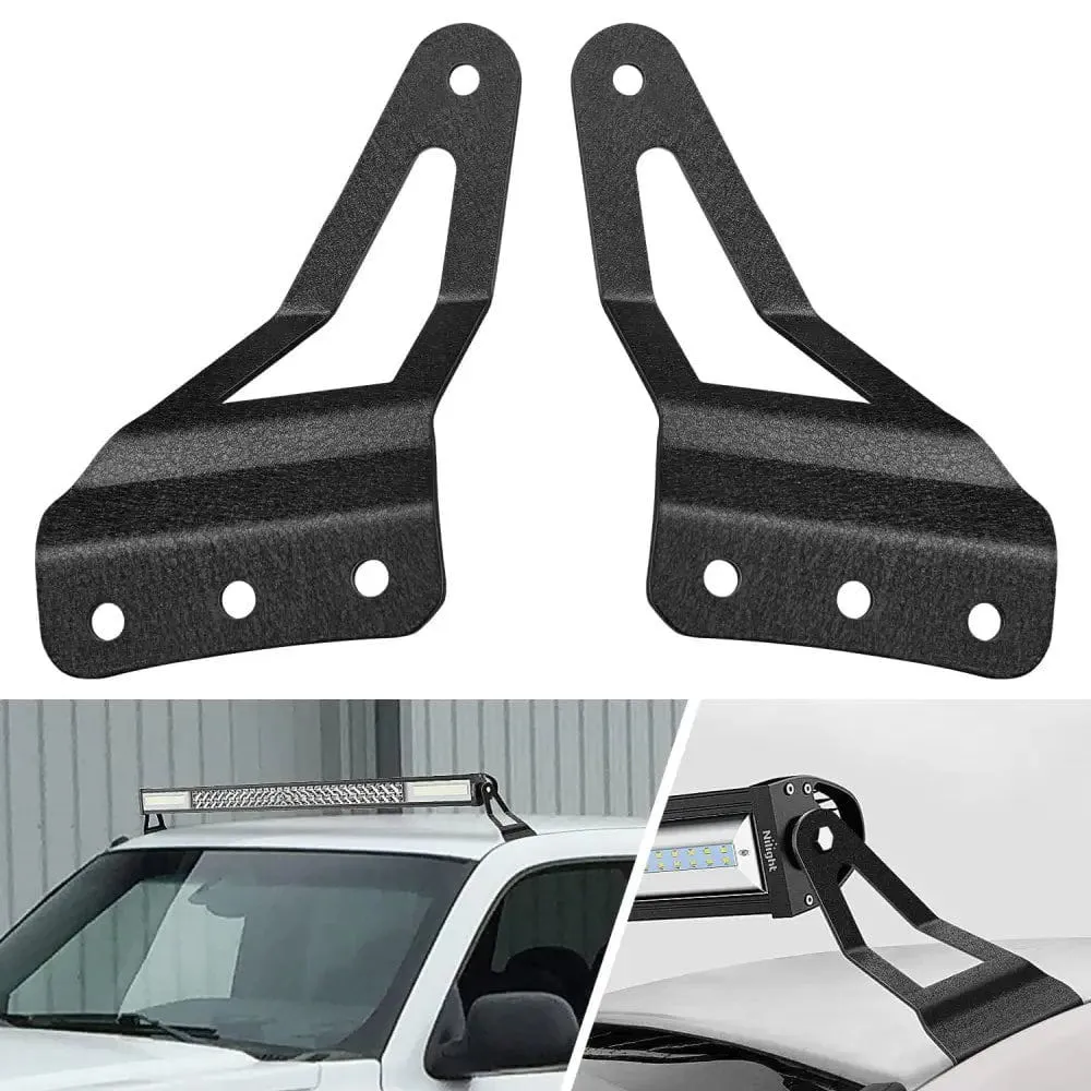 52 Inch Curved Light Bar Bracket at Upper Windshield Roof Cab for 2007-2013 Chevy Silverado Suburban Avalanche Tahoe & GMC Yukon Sierra (Pair)