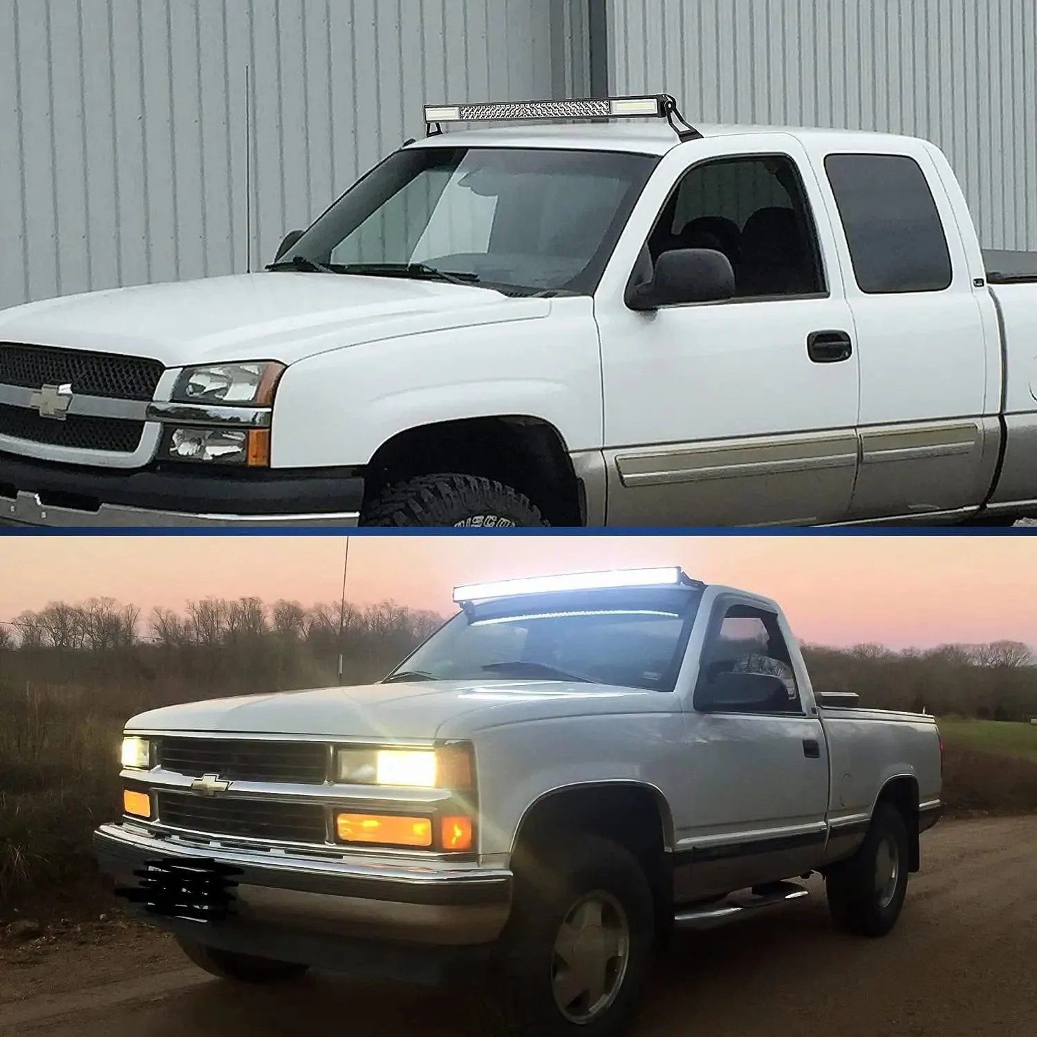 52 Inch Curved Light Bar Bracket at Upper Windshield Roof Cab for 2007-2013 Chevy Silverado Suburban Avalanche Tahoe & GMC Yukon Sierra (Pair)