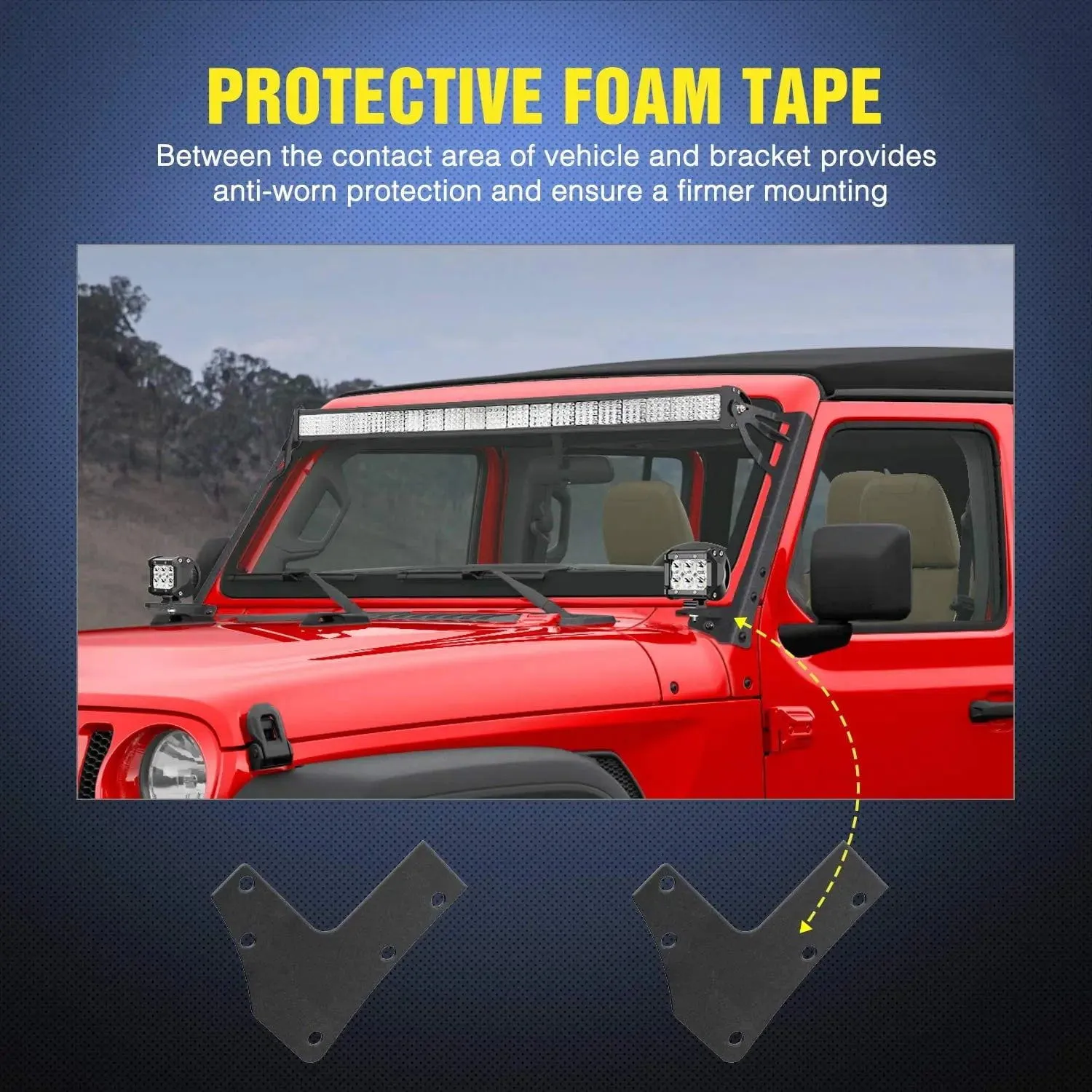 52 Inch Light Bar and Pod Light Windshield Frame Mounts For 2007-2017 Jeep Wrangler JK