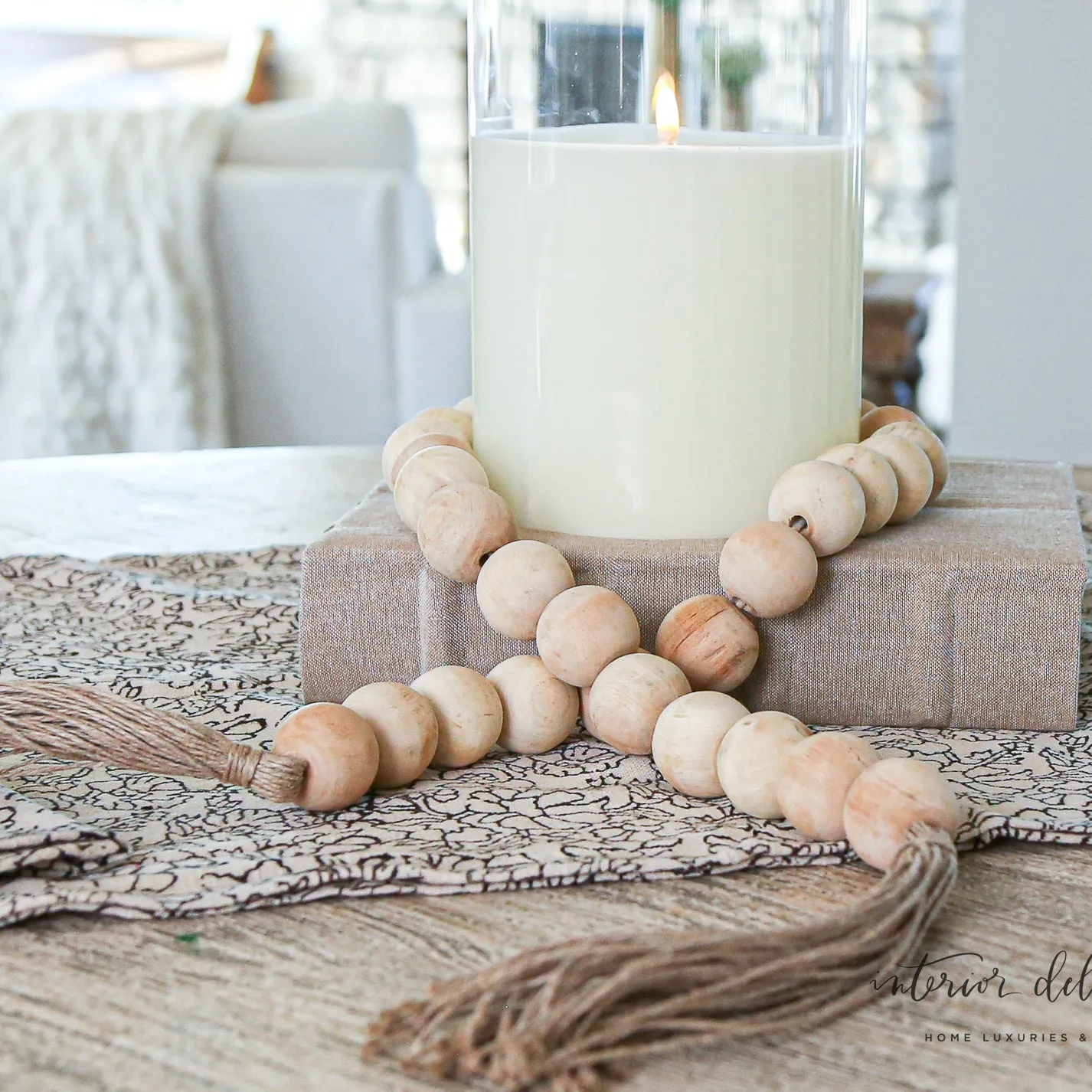 54" Natural Beads with Tassels