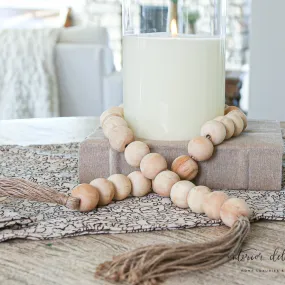 54" Natural Beads with Tassels