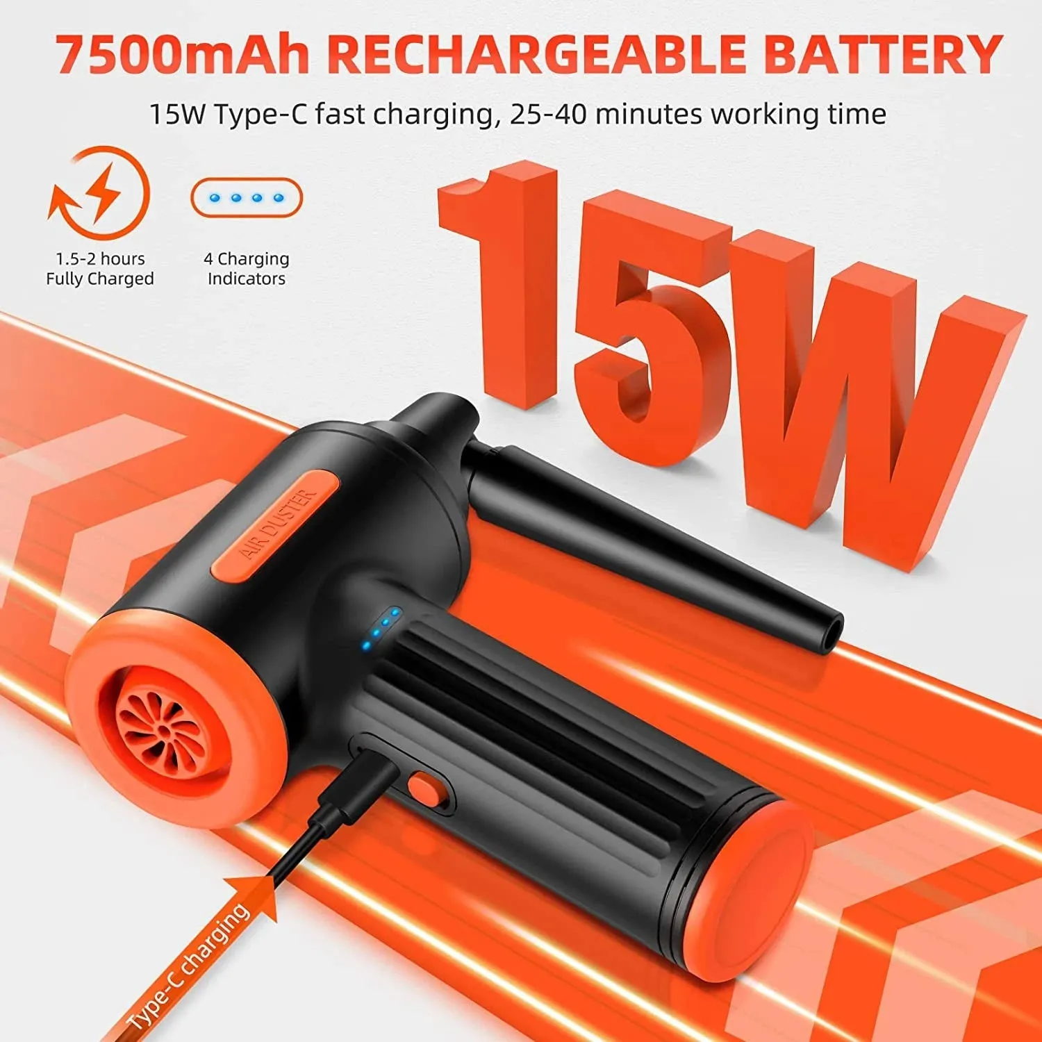 90000RPM Cordless Air Duster 90W Electric Wireless Gel Gun Blower