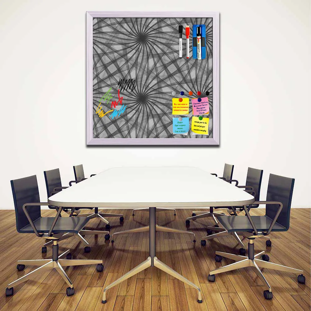 Abstract Black & White Pattern Framed Magnetic Dry Erase Board | Combo with Magnet Buttons & Markers