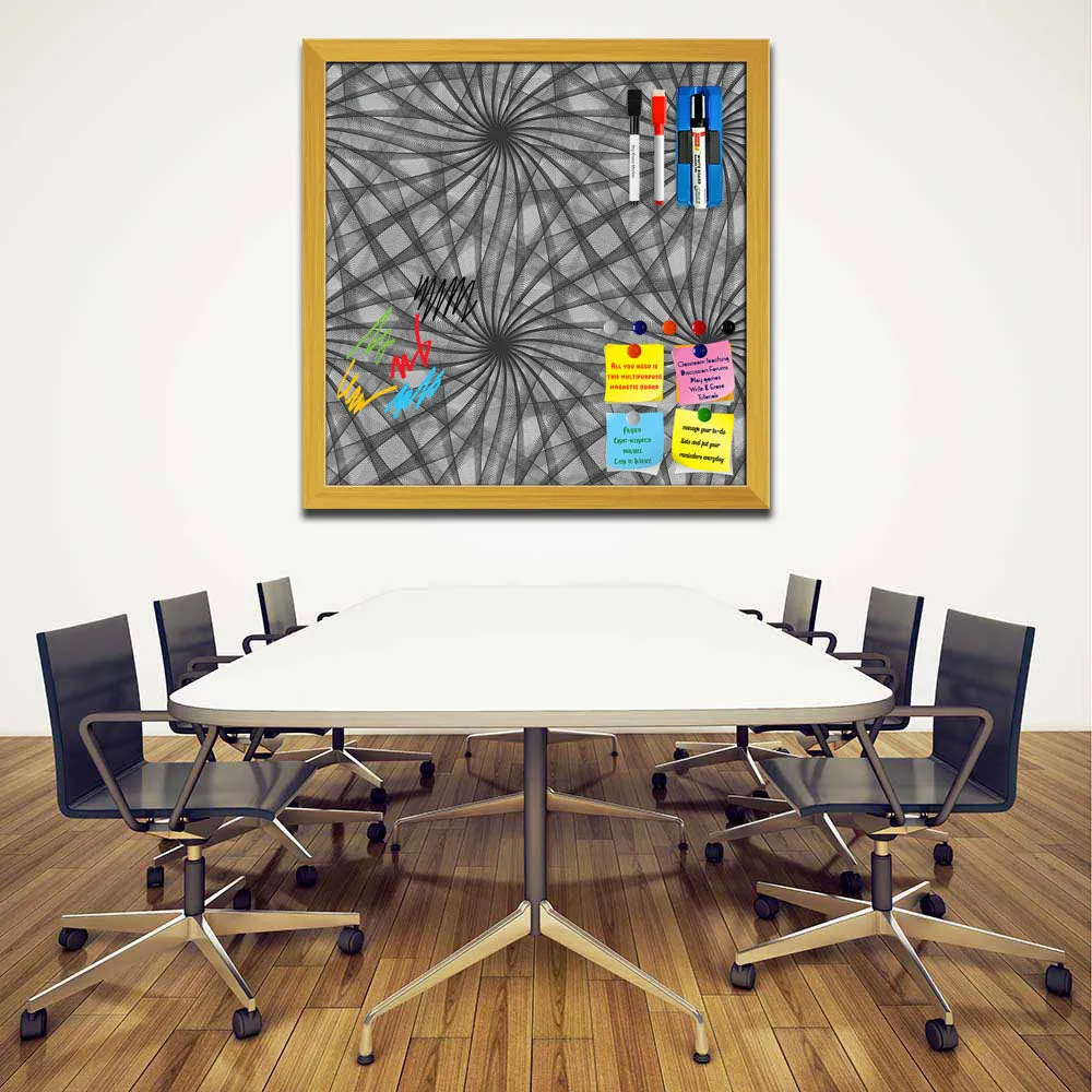 Abstract Black & White Pattern Framed Magnetic Dry Erase Board | Combo with Magnet Buttons & Markers