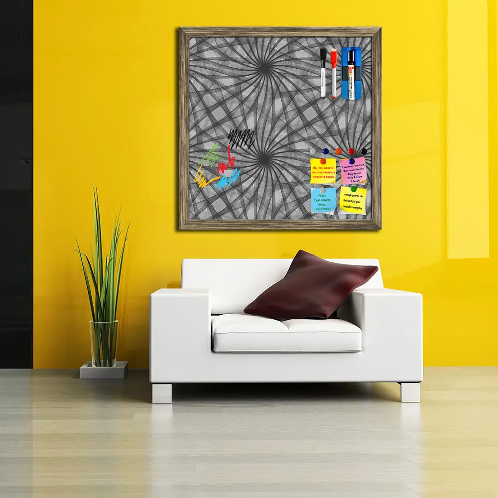 Abstract Black & White Pattern Framed Magnetic Dry Erase Board | Combo with Magnet Buttons & Markers