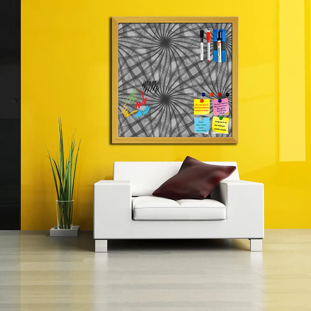 Abstract Black & White Pattern Framed Magnetic Dry Erase Board | Combo with Magnet Buttons & Markers