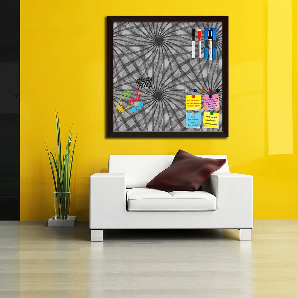 Abstract Black & White Pattern Framed Magnetic Dry Erase Board | Combo with Magnet Buttons & Markers