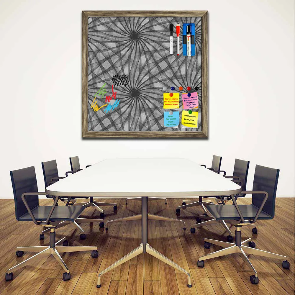 Abstract Black & White Pattern Framed Magnetic Dry Erase Board | Combo with Magnet Buttons & Markers