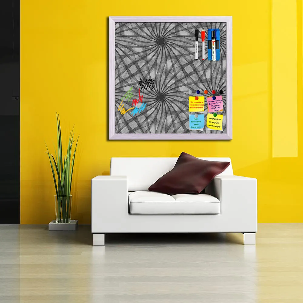 Abstract Black & White Pattern Framed Magnetic Dry Erase Board | Combo with Magnet Buttons & Markers