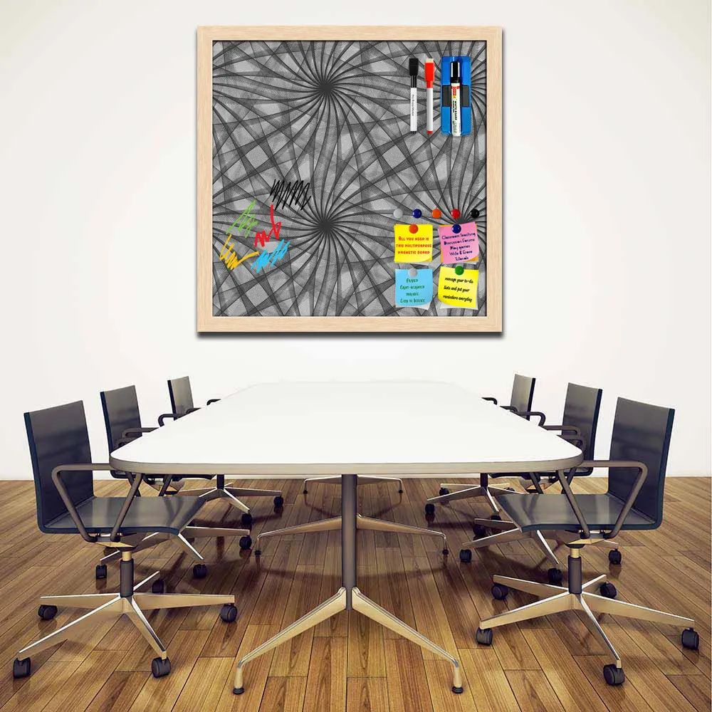 Abstract Black & White Pattern Framed Magnetic Dry Erase Board | Combo with Magnet Buttons & Markers