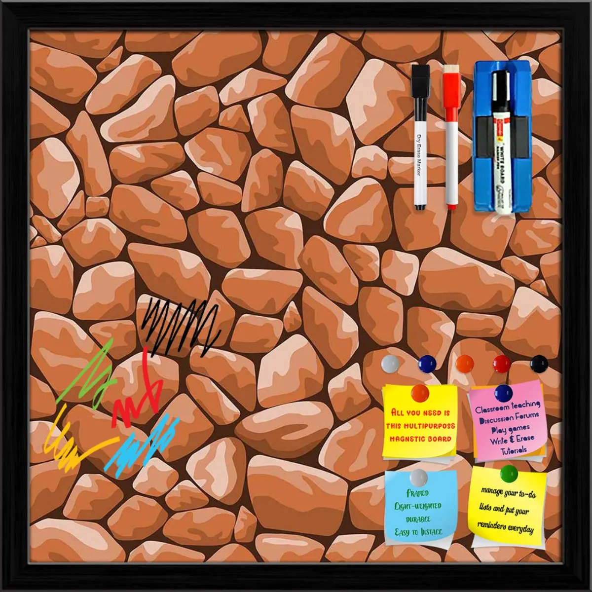 Abstract Décor Framed Magnetic Dry Erase Board | Combo with Magnet Buttons & Markers
