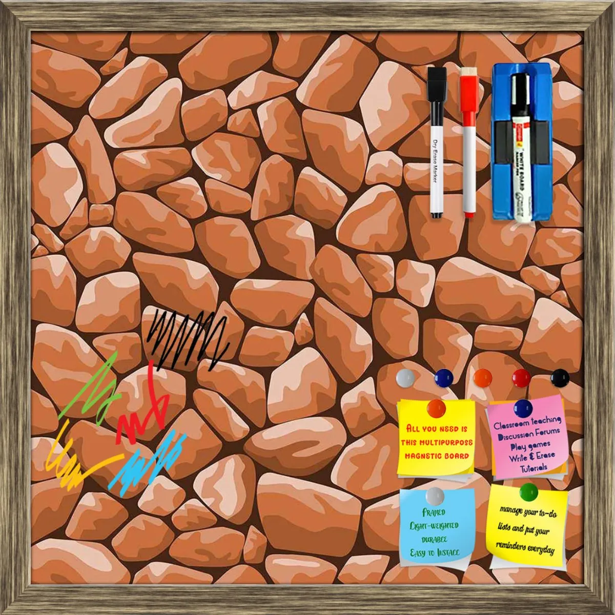 Abstract Décor Framed Magnetic Dry Erase Board | Combo with Magnet Buttons & Markers