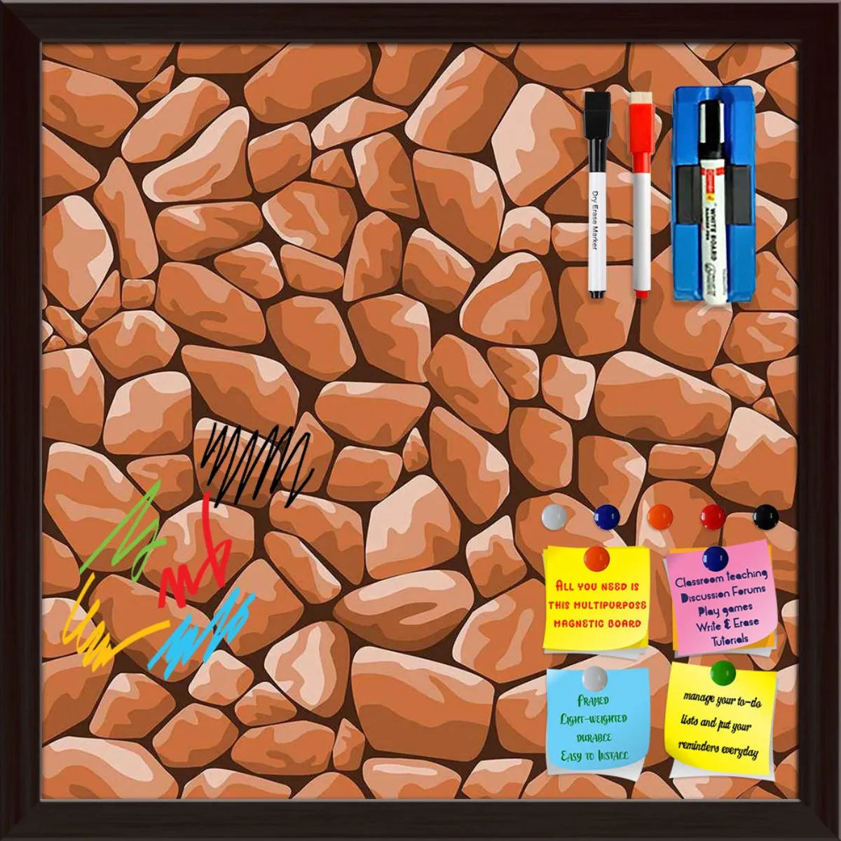 Abstract Décor Framed Magnetic Dry Erase Board | Combo with Magnet Buttons & Markers