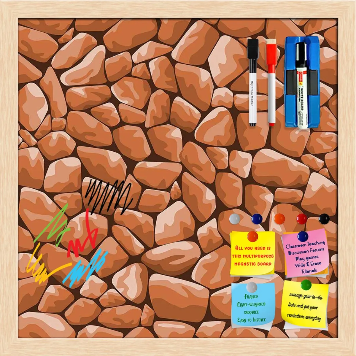 Abstract Décor Framed Magnetic Dry Erase Board | Combo with Magnet Buttons & Markers