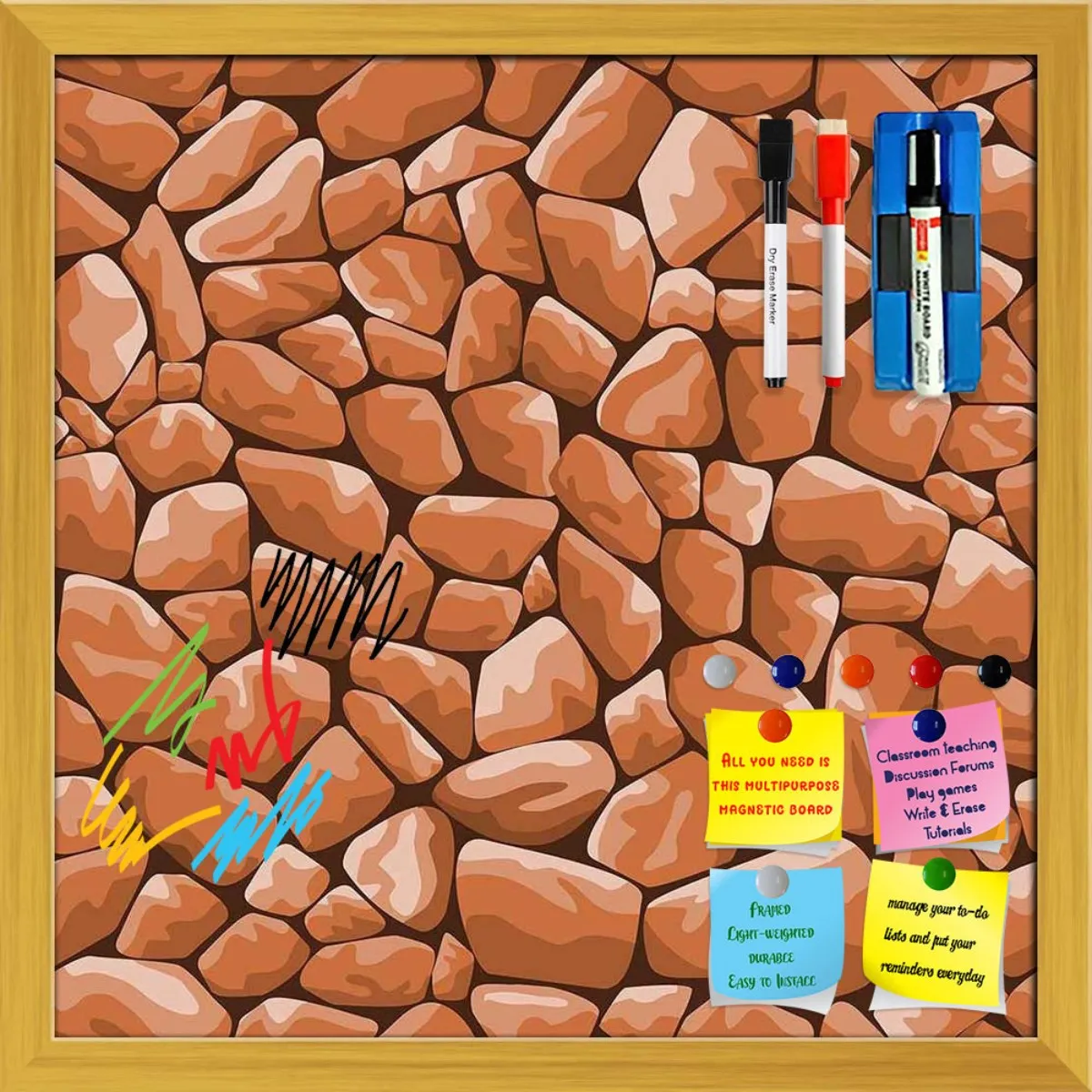 Abstract Décor Framed Magnetic Dry Erase Board | Combo with Magnet Buttons & Markers