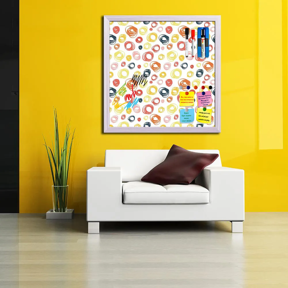Abstract Doodle Framed Magnetic Dry Erase Board | Combo with Magnet Buttons & Markers