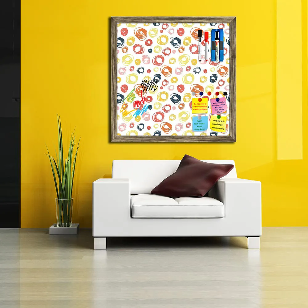 Abstract Doodle Framed Magnetic Dry Erase Board | Combo with Magnet Buttons & Markers