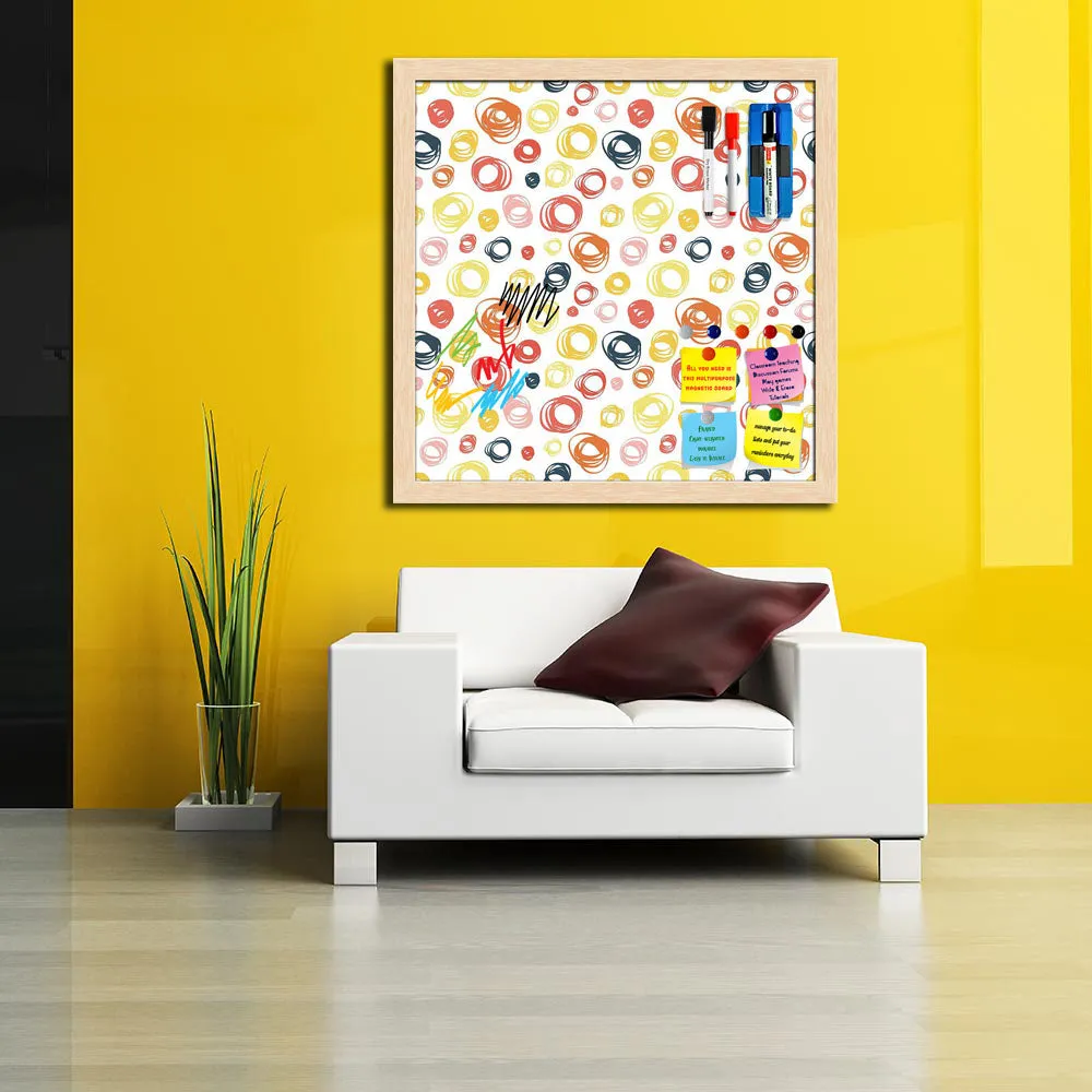 Abstract Doodle Framed Magnetic Dry Erase Board | Combo with Magnet Buttons & Markers