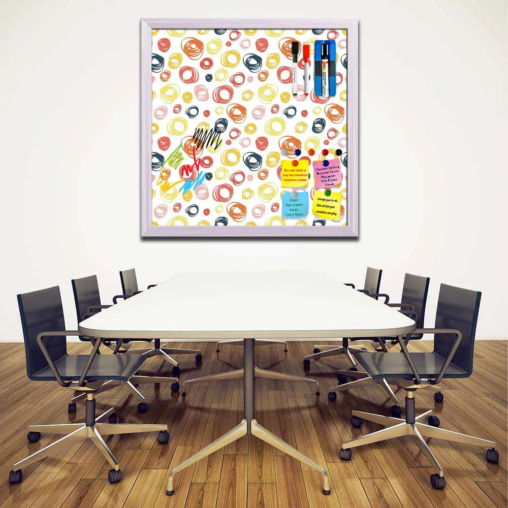 Abstract Doodle Framed Magnetic Dry Erase Board | Combo with Magnet Buttons & Markers