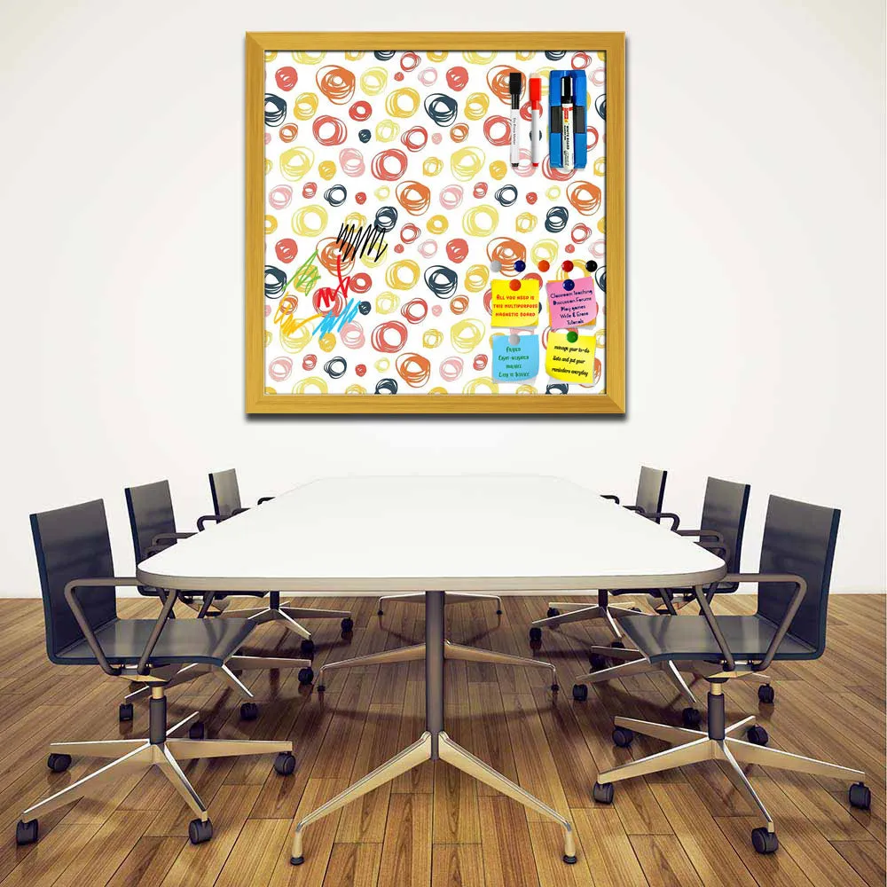 Abstract Doodle Framed Magnetic Dry Erase Board | Combo with Magnet Buttons & Markers