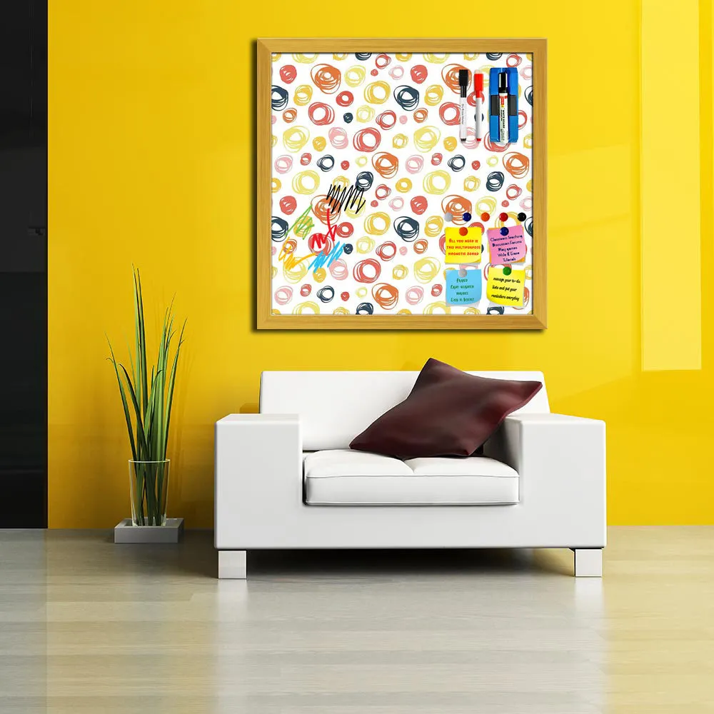 Abstract Doodle Framed Magnetic Dry Erase Board | Combo with Magnet Buttons & Markers