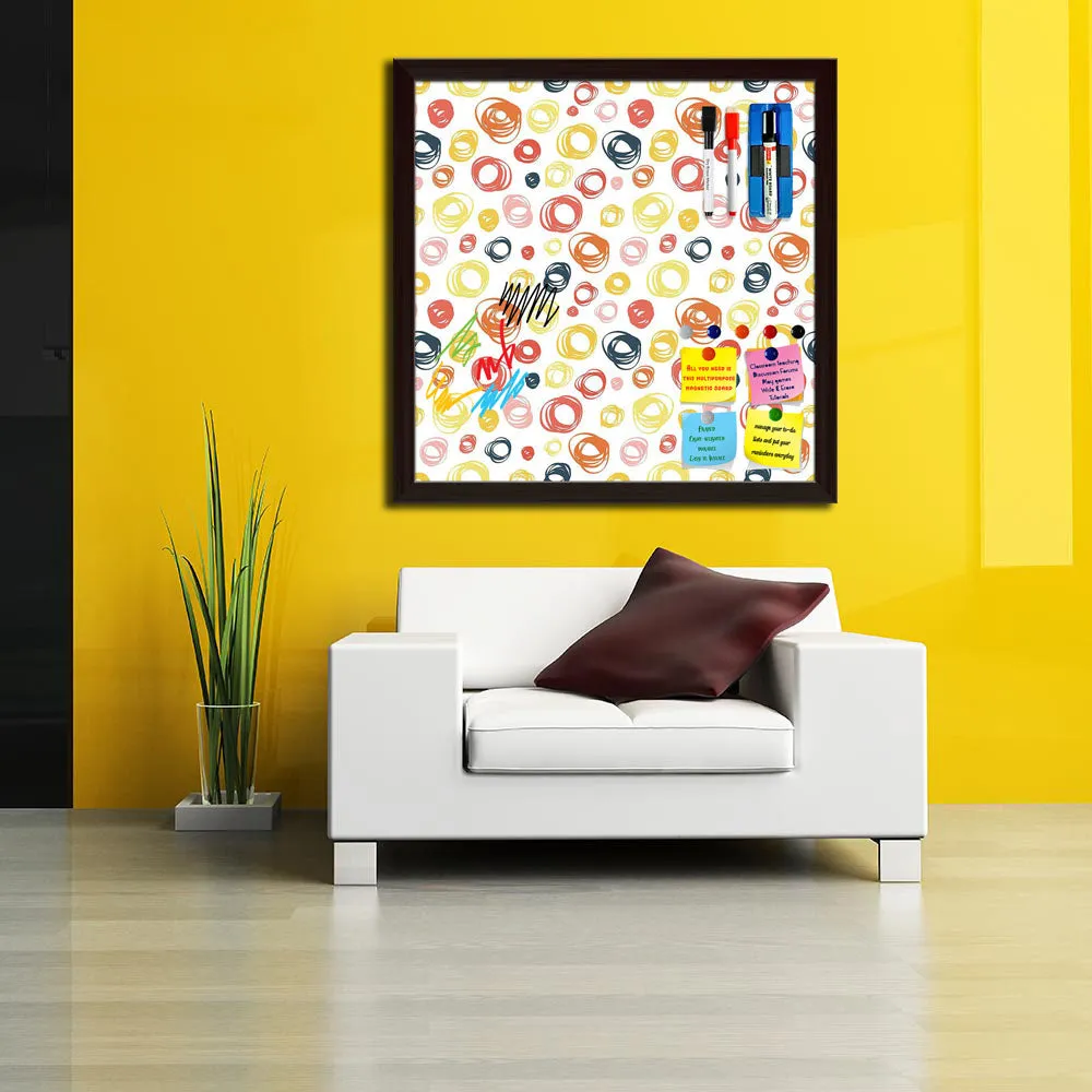 Abstract Doodle Framed Magnetic Dry Erase Board | Combo with Magnet Buttons & Markers