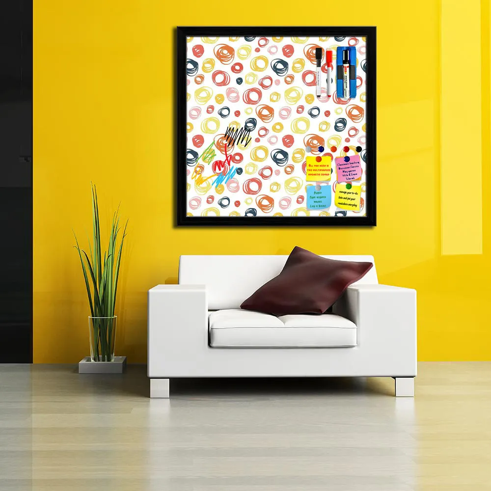 Abstract Doodle Framed Magnetic Dry Erase Board | Combo with Magnet Buttons & Markers