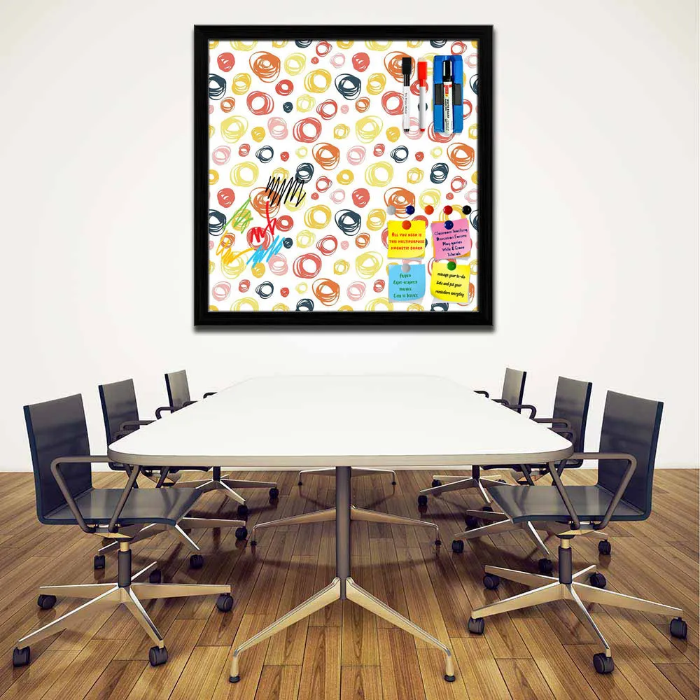 Abstract Doodle Framed Magnetic Dry Erase Board | Combo with Magnet Buttons & Markers